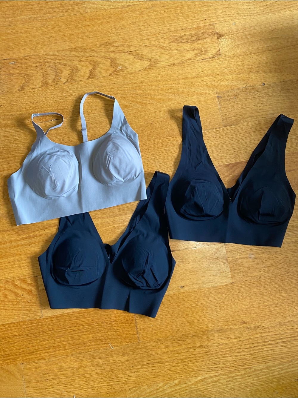 NWOT 3 Whoop ANY-WEAR Bralettes Smart Apparel Grey Black